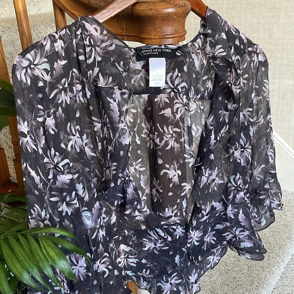 Jones New York Flora Silk y2k 90s Blouse - Picture 4 of 14